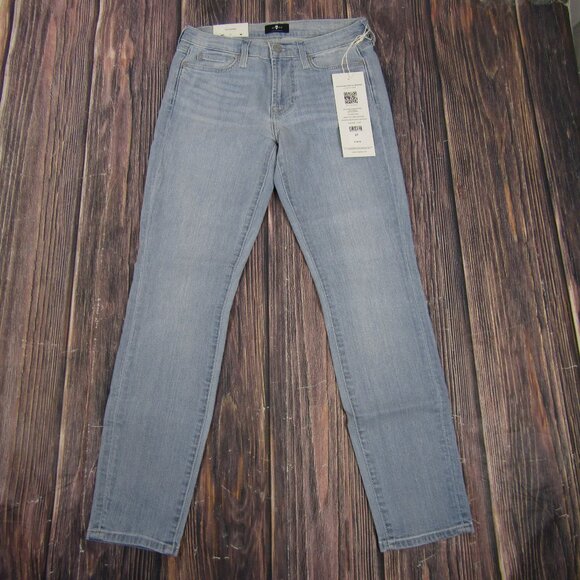 7 For All Mankind NEW Womens 27 Light Blue Wanona Au0150360 Lwan Skinny Jeans - Picture 3 of 8